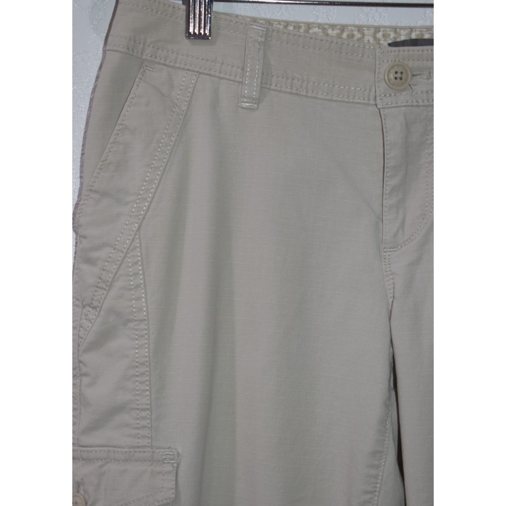 Eddie Bauer Womens 4 Khaki Cargo Capri Pants Drawstring Cuffs Stretch Cotton - Picture 7 of 16